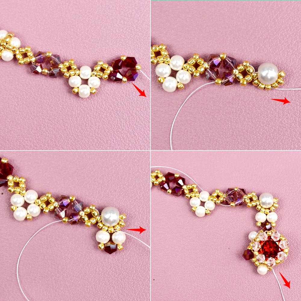 Винтажное ожерелье с красными кристаллами-5