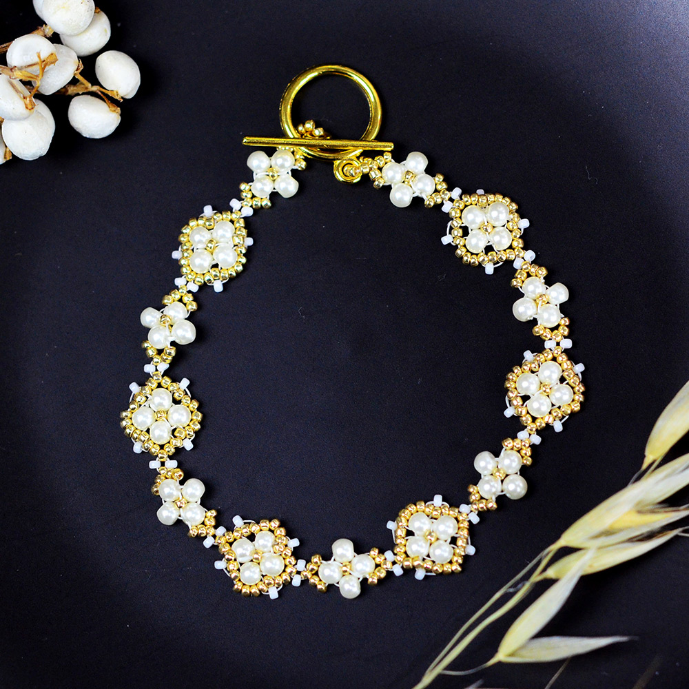 Браслет из жемчужных бусин с застежкой-тоггл-1