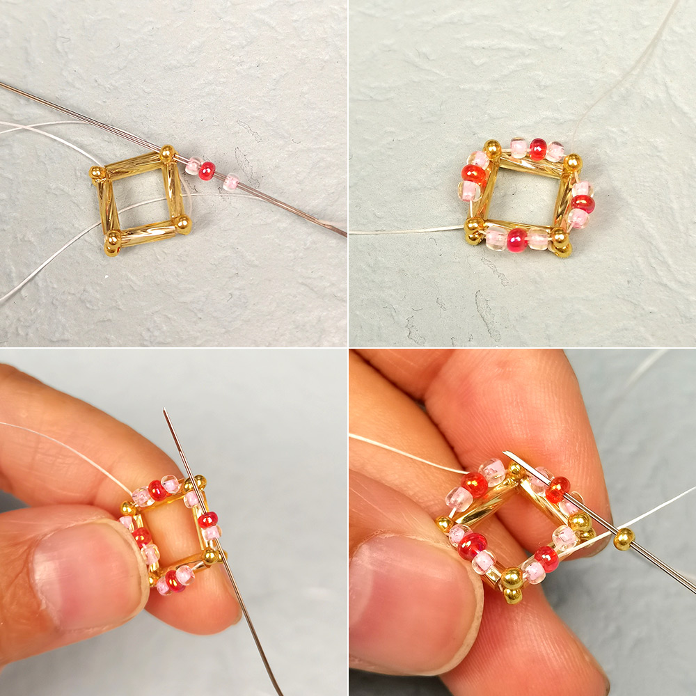 Браслет в винтажном стиле с квадратными бусинами-4