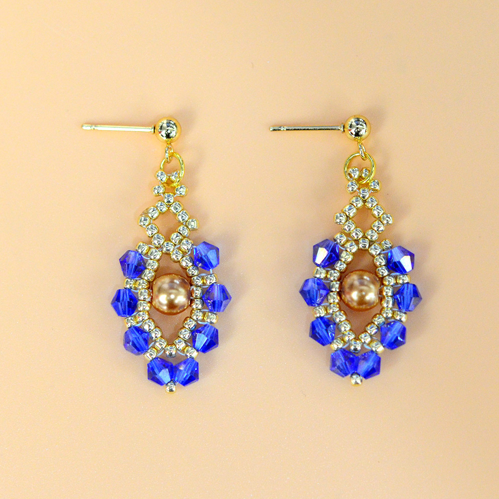 Серьги из стеклянных бусин с бисером-6