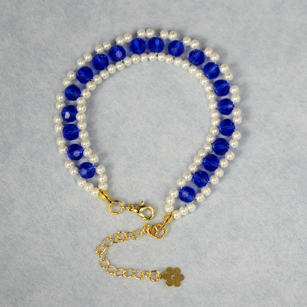 PandaHall Selected идея браслета из стеклянного бисера с жемчужными бусинами-6