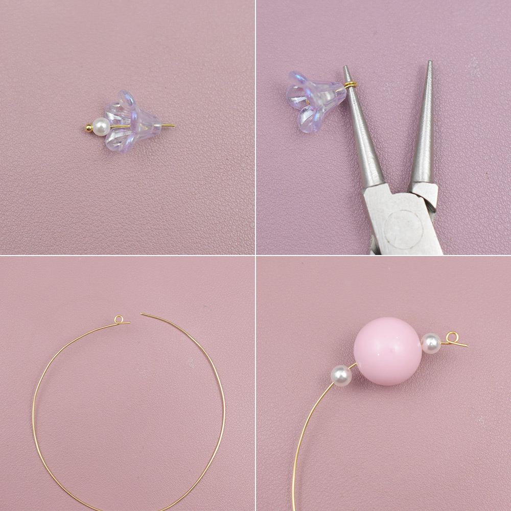 花のアクリルビーズキャップ飾り