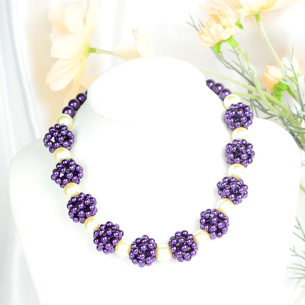 Стекло жемчуг бисером ожерелье-8