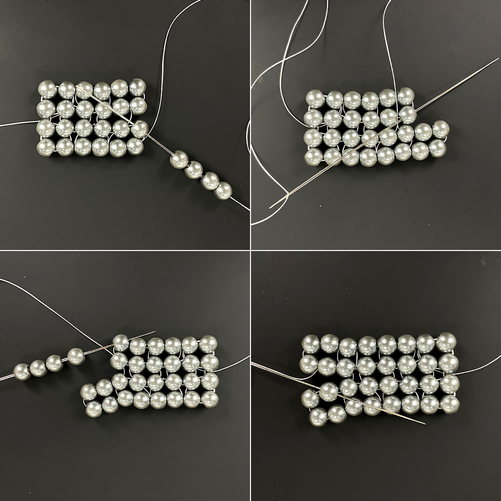 Graues Armband mit Glasperlen und Doppelkegelperlen