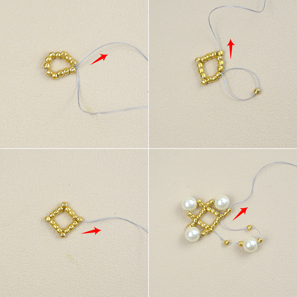 Ожерелье из розового жемчуга с инкрустацией стразами-3