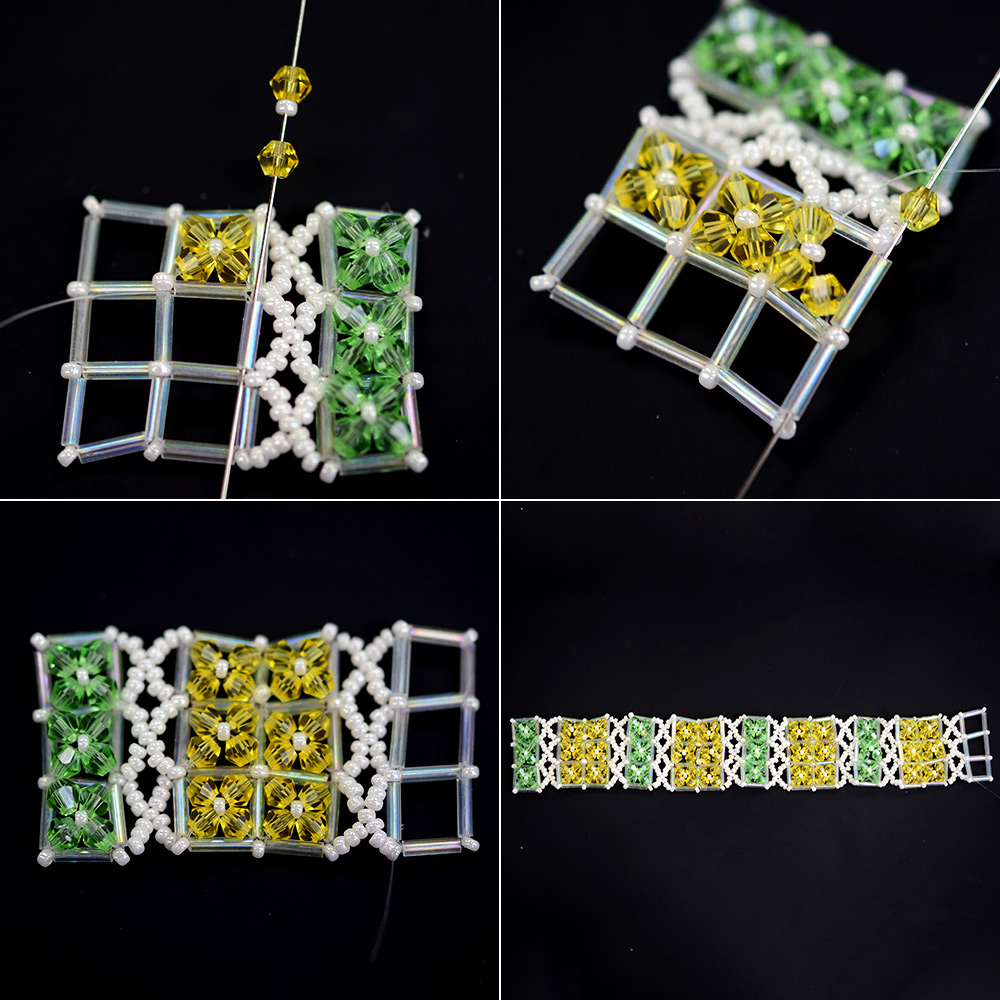 PandaHall Selected мастер-класс по изготовлению биконусного браслета из бисера.-7