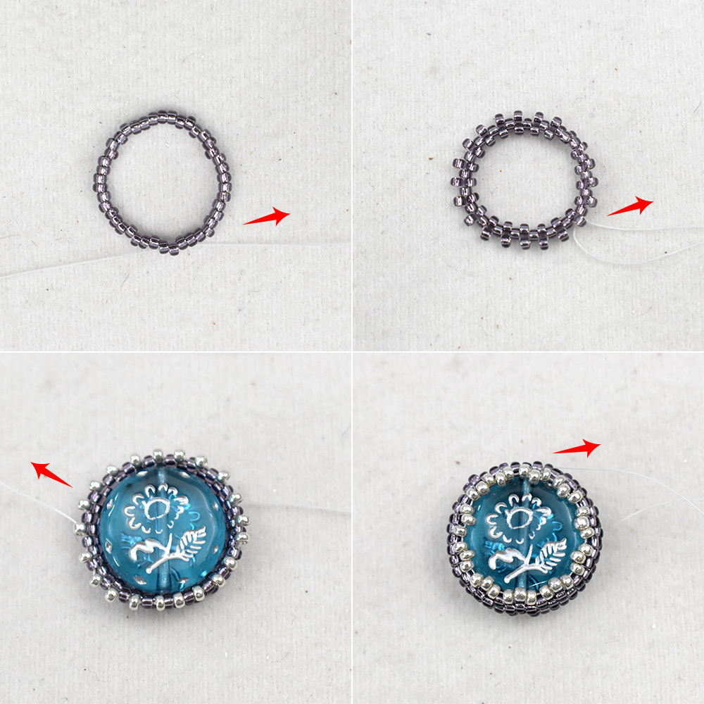 深いスカイブルーのアクリルビーズをベゼルセッティングしたブレスレット