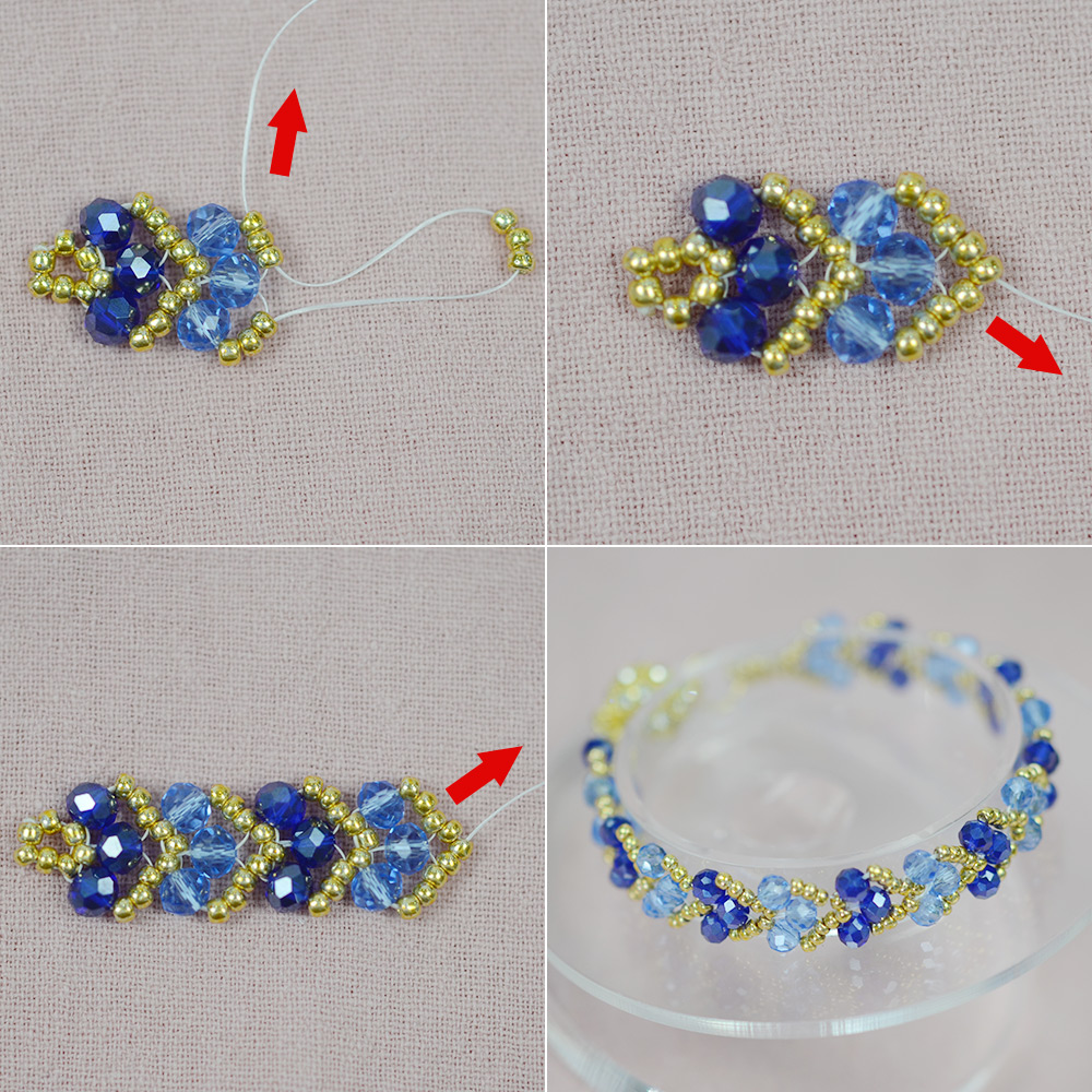 Браслет из синего сердца со стеклянными бусинами-5