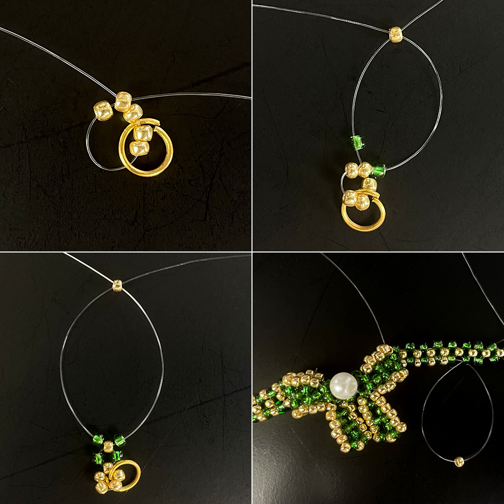 PandaHall Selected мастер-класс по изготовлению колье с бантом из бисера-6