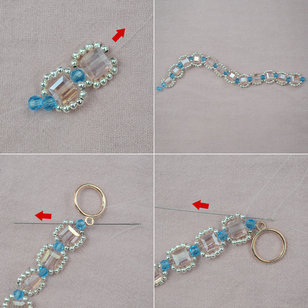 Schlichtes Frühlingsperlenarmband mit quadratischen Kristallglasperlen