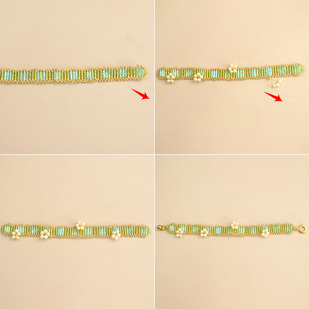 Браслет из цветочных семян и стекляруса-4