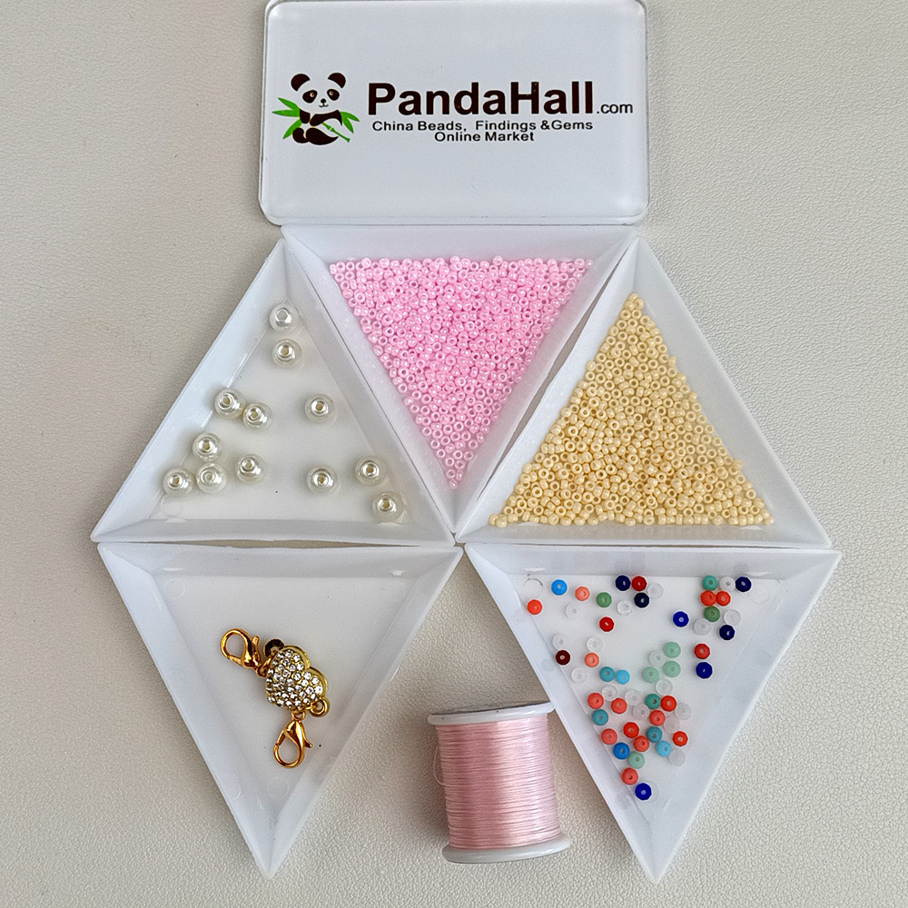 Розовое цветочное ожерелье из бисера с бусинами и стеклянными бусинами-2