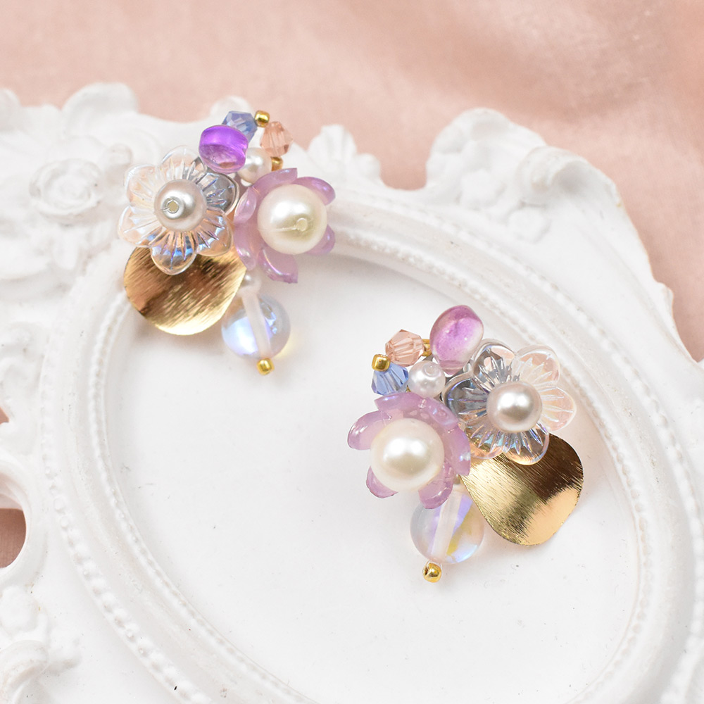 Винтажные серьги из бисера в стиле сада