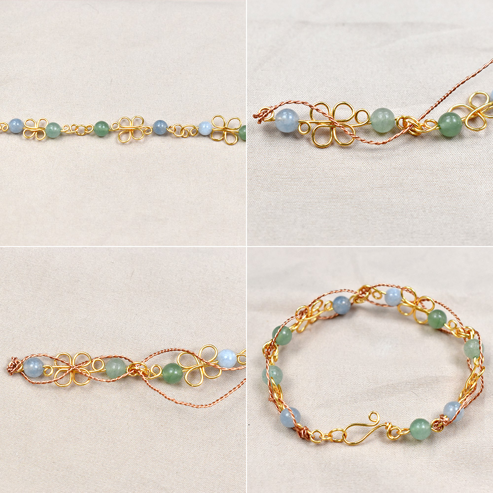 Drahtwickelarmband mit Edelsteinperlen