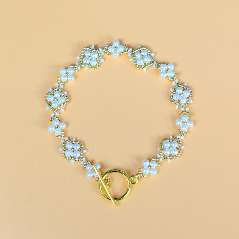 Браслет из жемчужных бусин с застежкой-тоггл-7