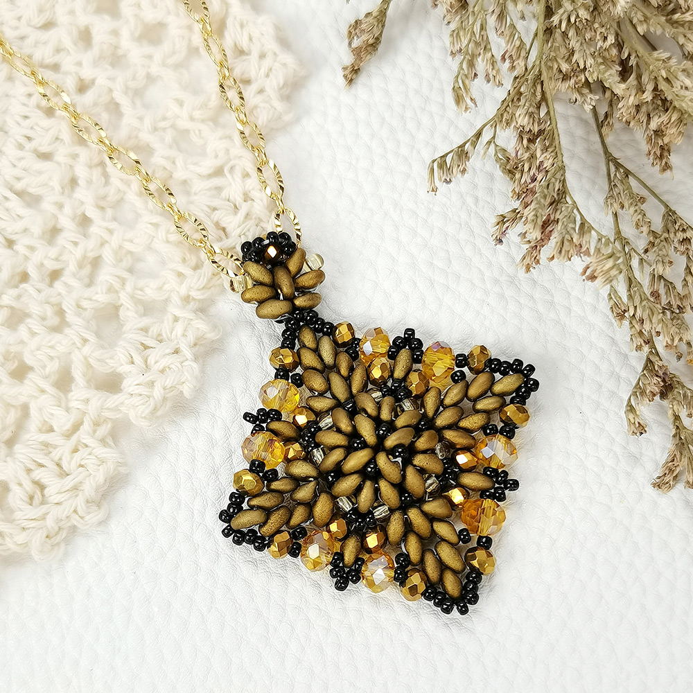 Подвеска-компас с бусинами из чешского стекла с 2 отверстием-1