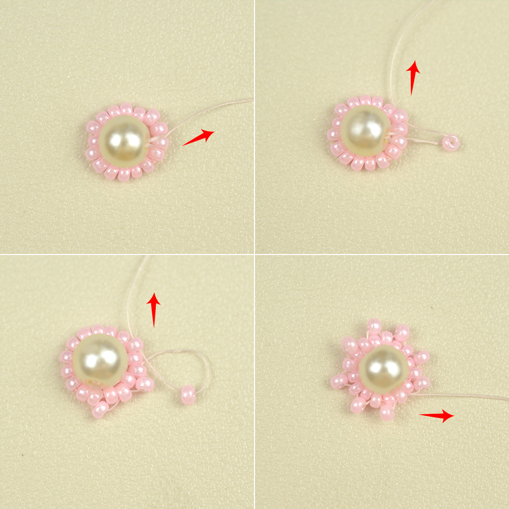 Розовое цветочное ожерелье из бисера с бусинами и стеклянными бусинами-6