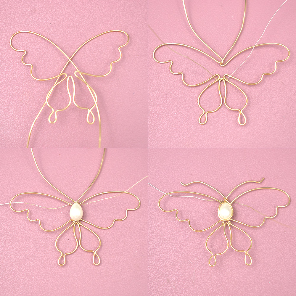 Брошь-бабочка из проволоки-4