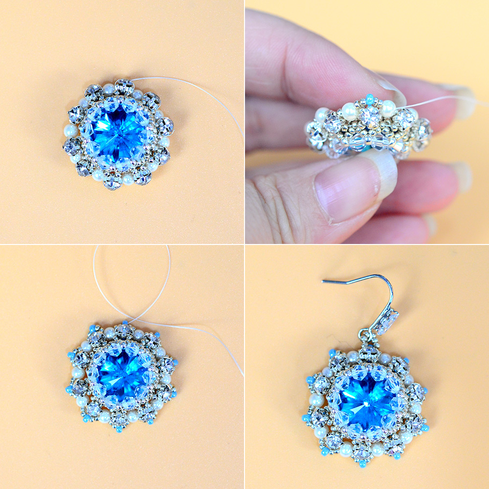 Серьги из бисера с кабошонами из страз