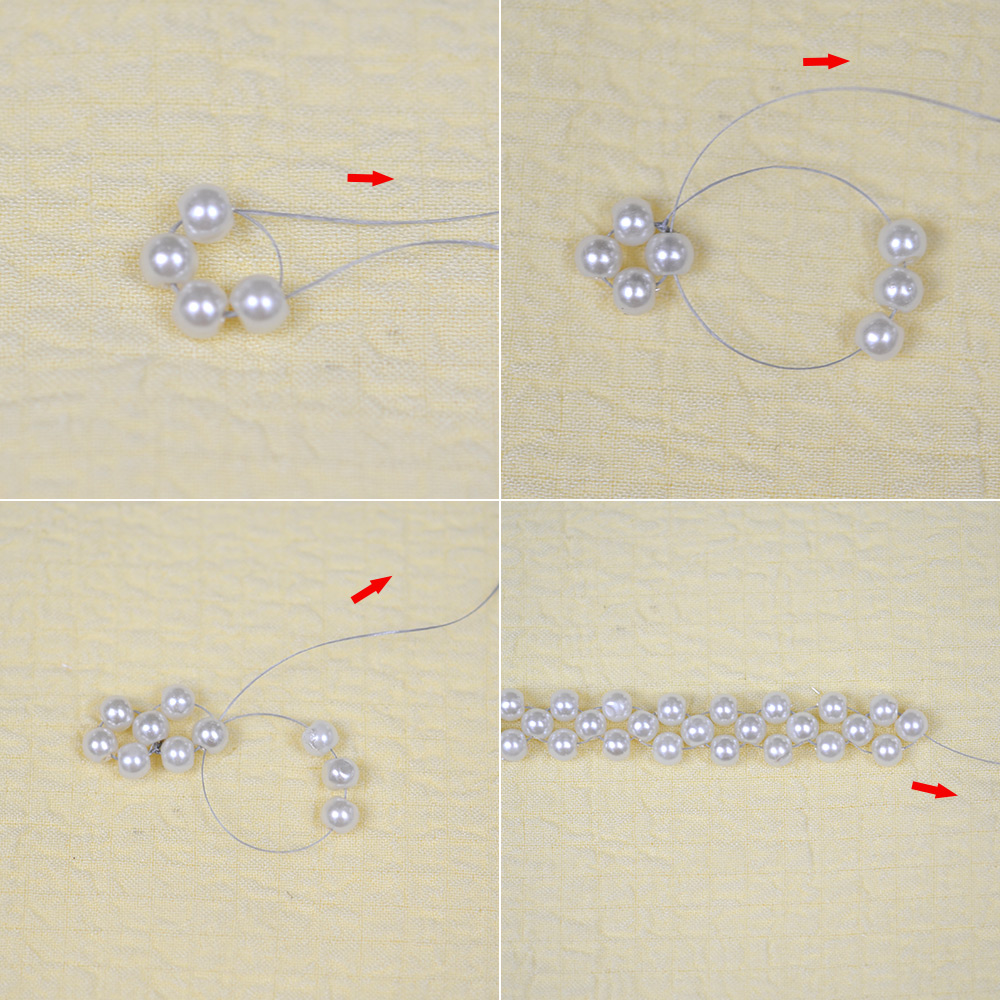 Зеленый двухконусный браслет из стеклянных бусин со стеклянными жемчужными бусинами-4