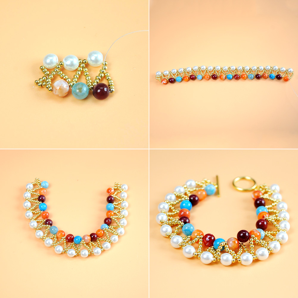 Красочный браслет из бисера с застежкой-тоггл-4