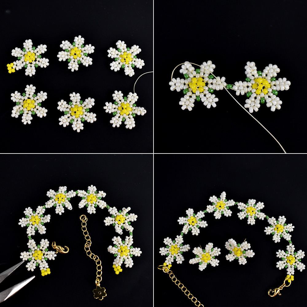 Весенний комплект украшений из бисера 