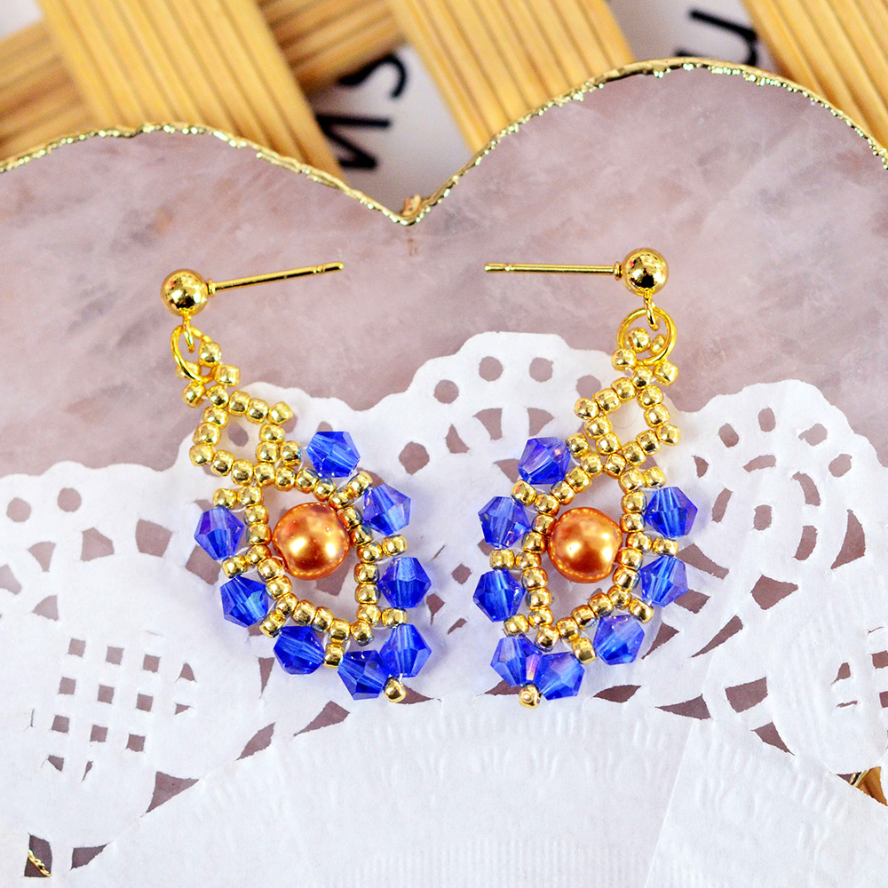 Серьги из стеклянных бусин с бисером-1