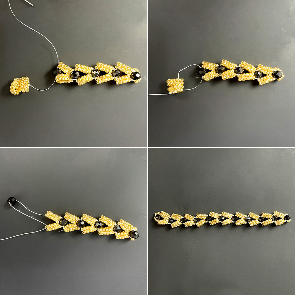 Браслет из черного и золотого стекла со стеклянными бусинами-5