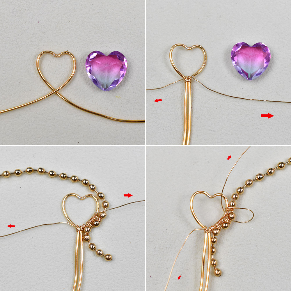 Весенние ожерелья из проволоки со стеклянными стразами-3