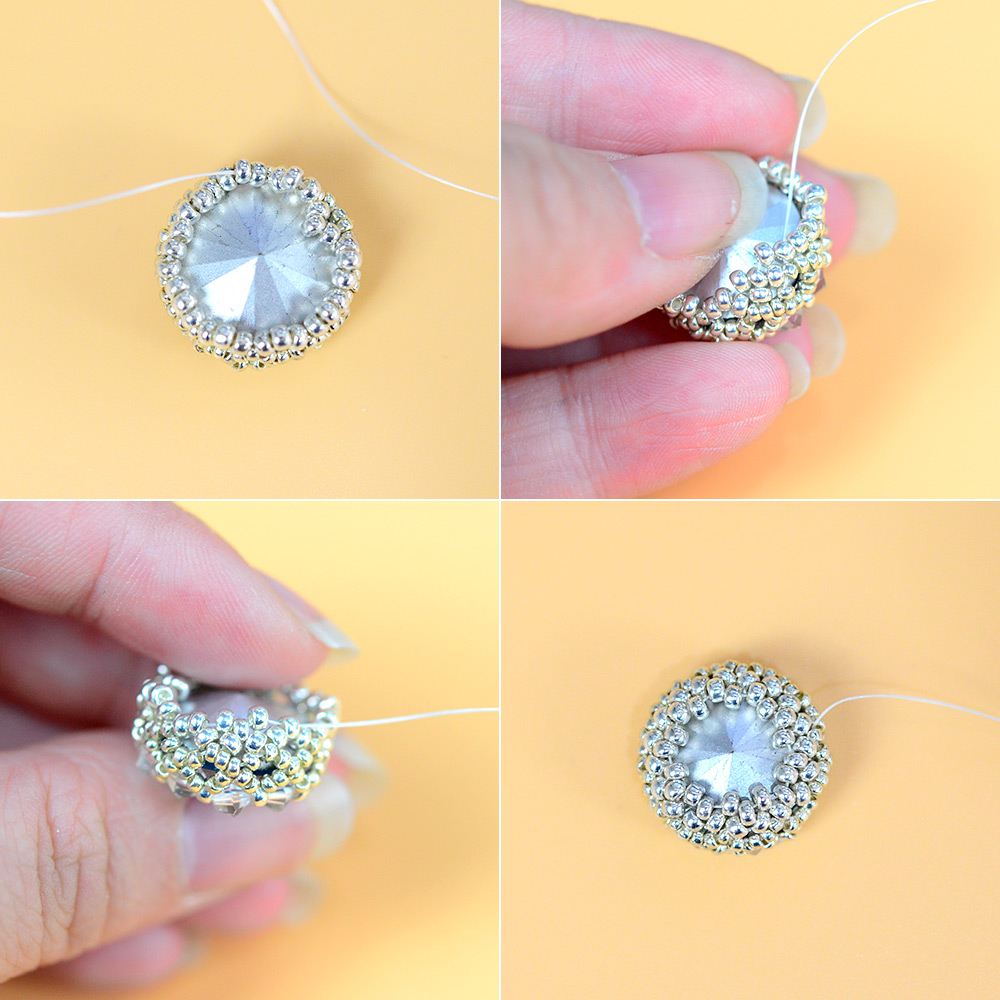 Серьги из бисера с кабошонами из страз