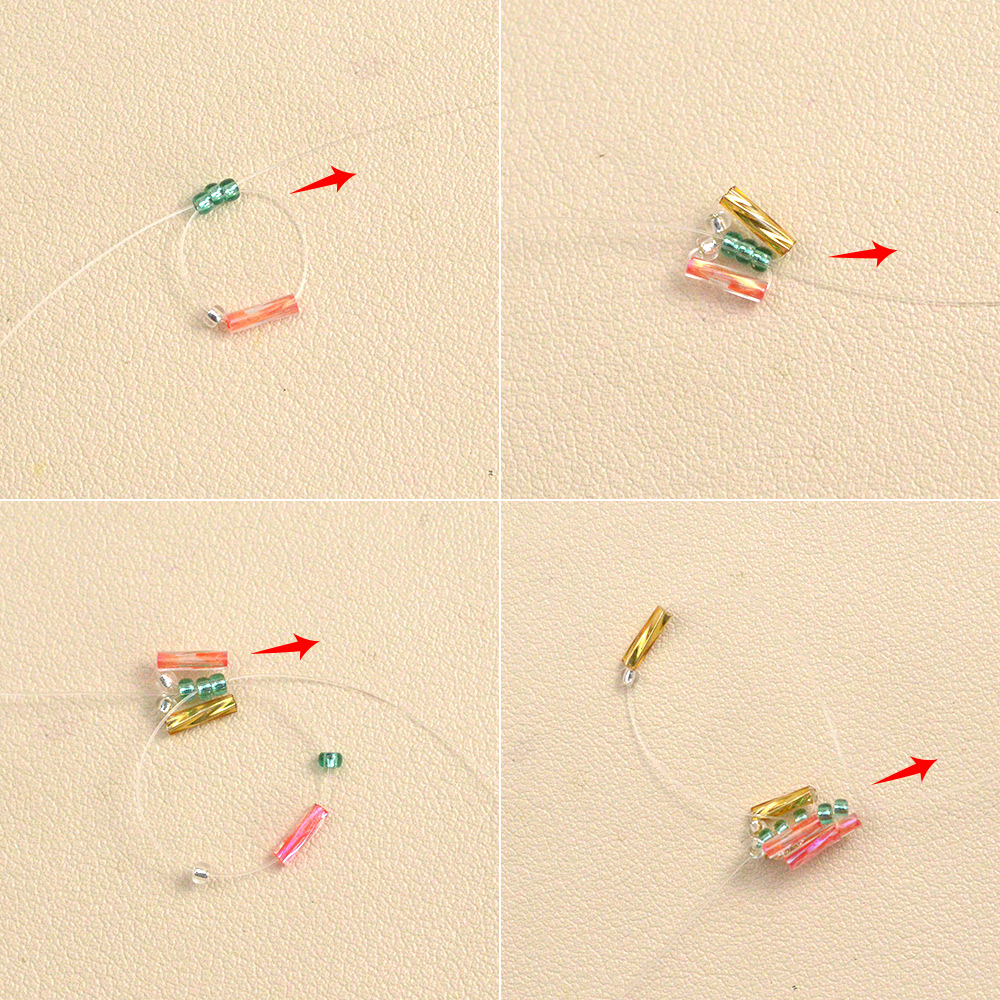 Браслет из розового и золотистого стекляруса-3
