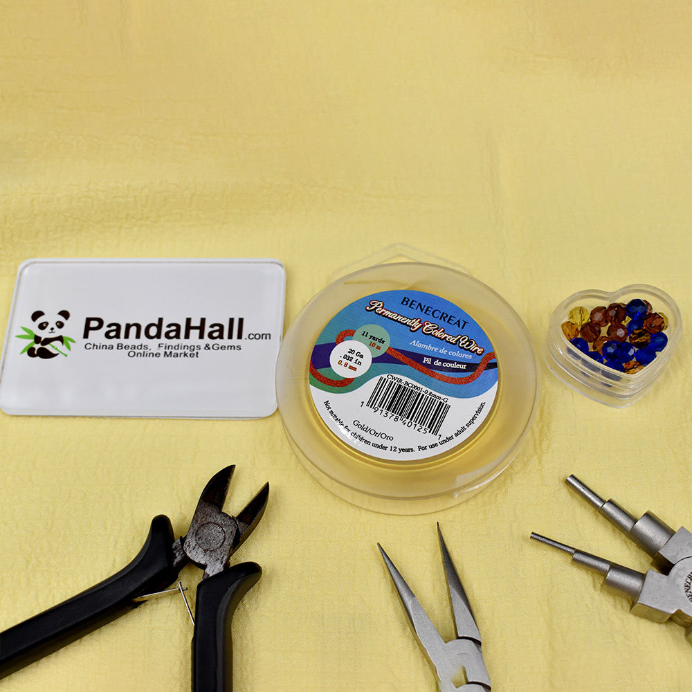 Браслет из проволоки с гранеными стеклянными бусинами-2