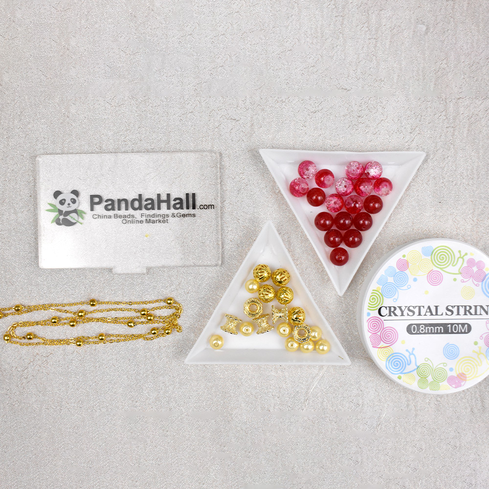 Браслет-цепочка с красными бусинами из драгоценных камней-2