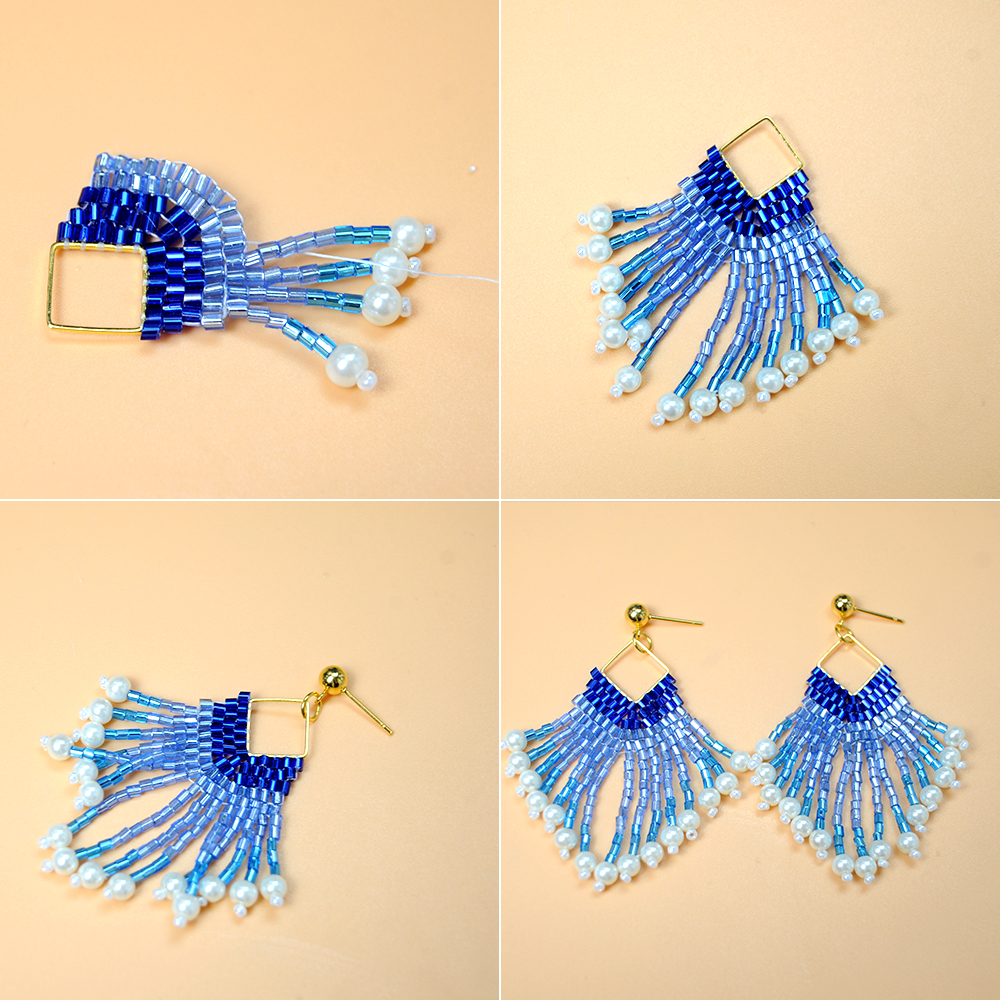 PandaHall Selected идея серег с бахромой и бусинами-трубочками-5