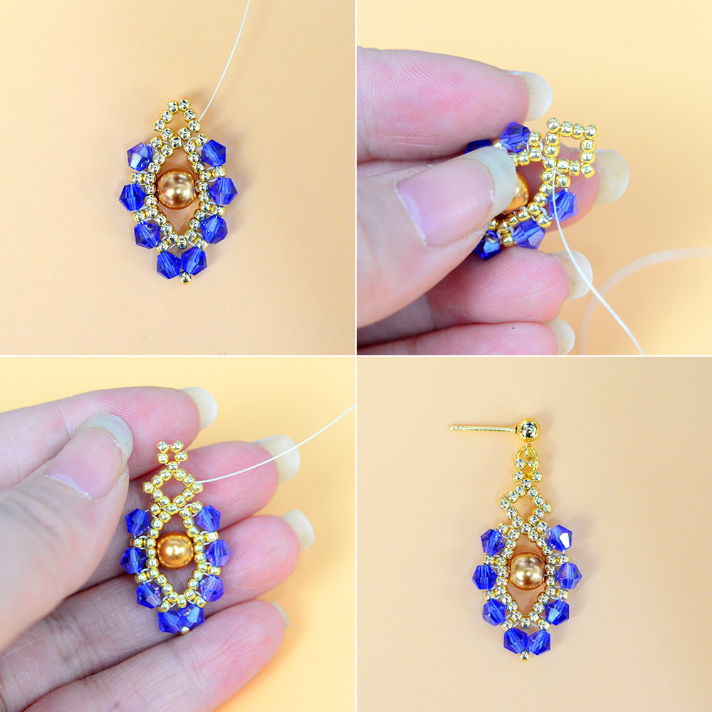 Серьги из стеклянных бусин с бисером-5