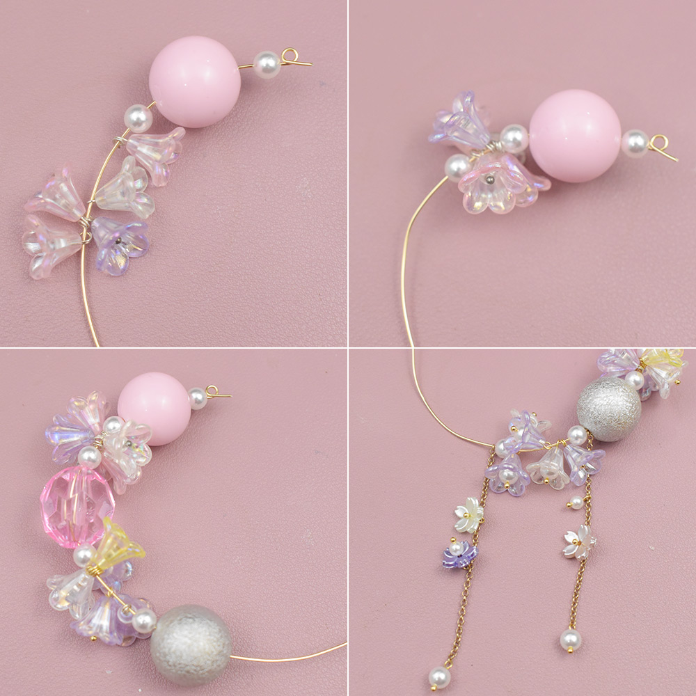 花のアクリルビーズキャップ飾り