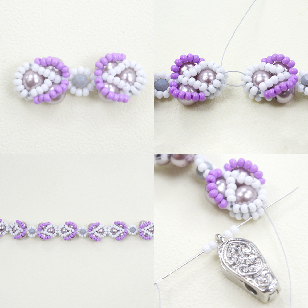 PandaHall Selected мастер-класс по изготовлению браслета из фиолетового жемчуга и бисера.-5
