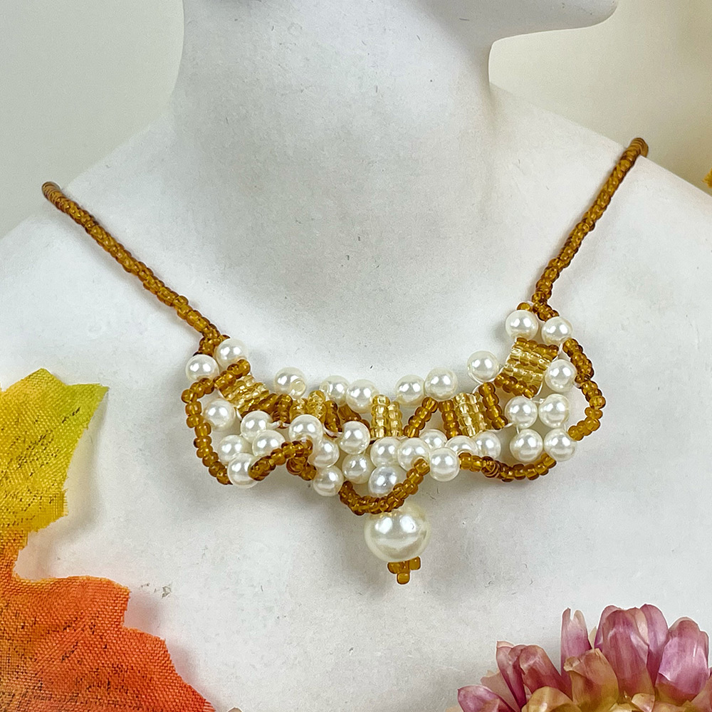 PandaHall Selected мастер-класс по изготовлению колье из бисера со стеклянными жемчужными бусинами-7