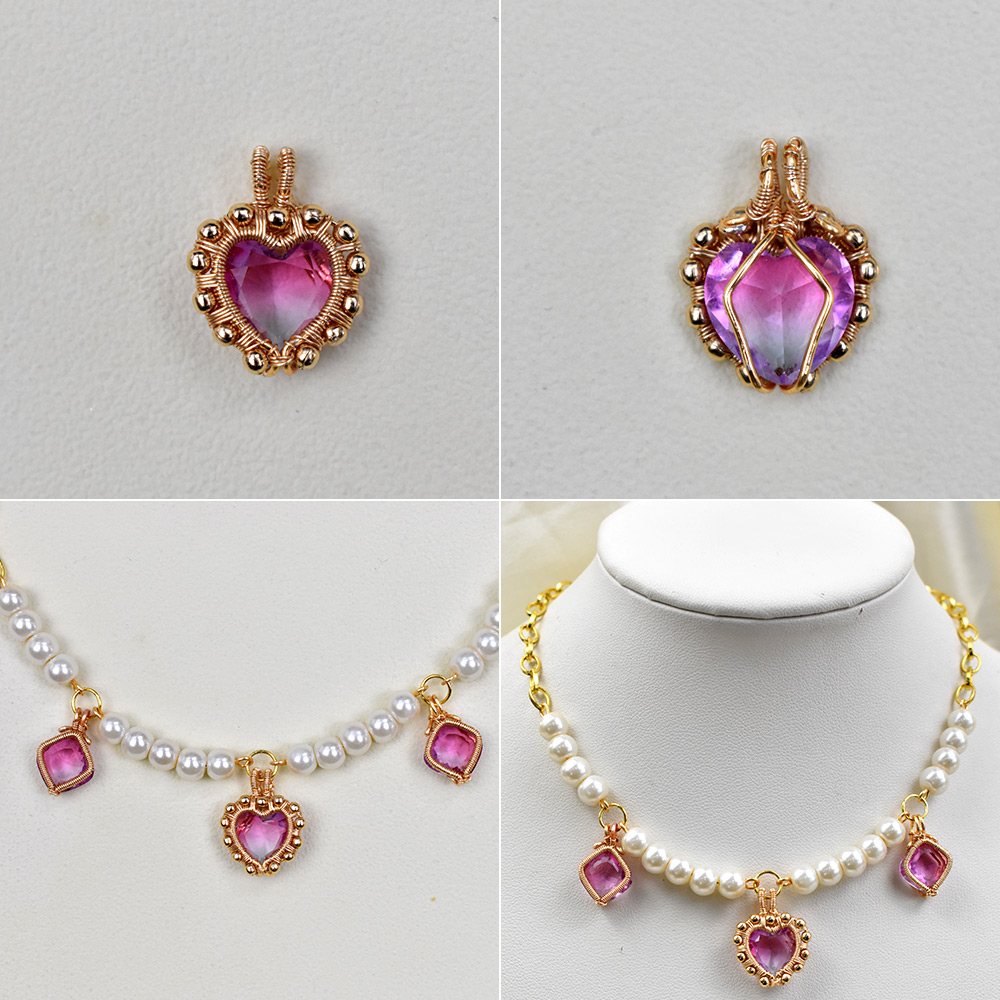 Весенние ожерелья из проволоки со стеклянными стразами-5