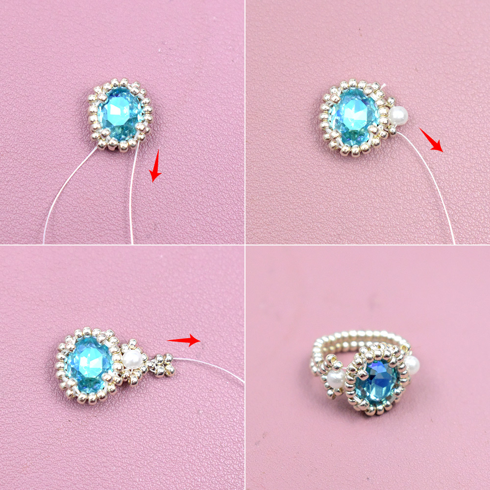 Eingefasster Ring mit Strass-Cabochon