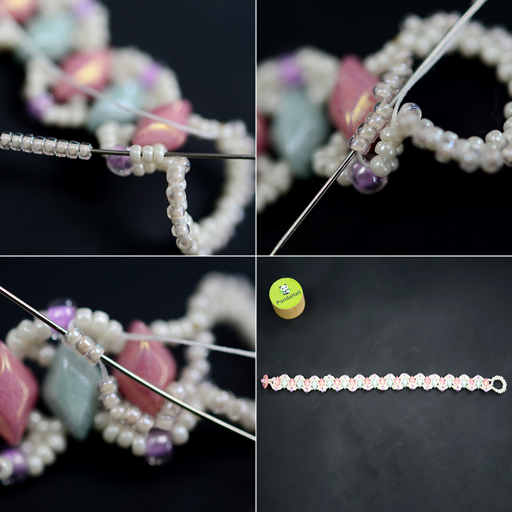 Браслет из стеклянных бусин с 2 отверстием-6