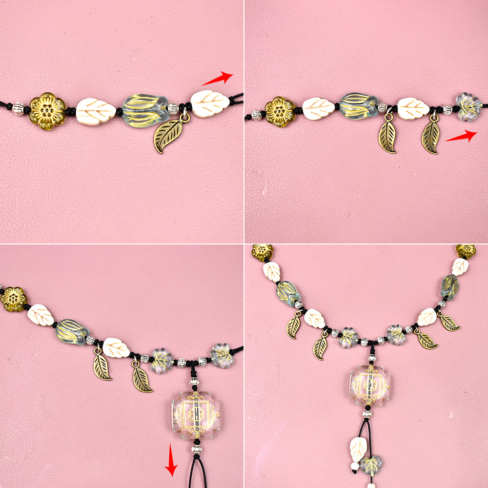 Чешское ожерелье из бисера в виде листа
