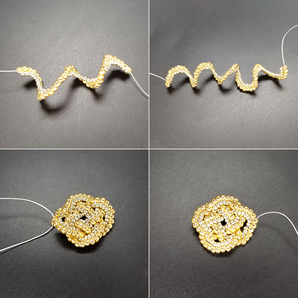 PandaHall Selected мастер-класс по изготовлению серег из бисера с золотыми семенами-4