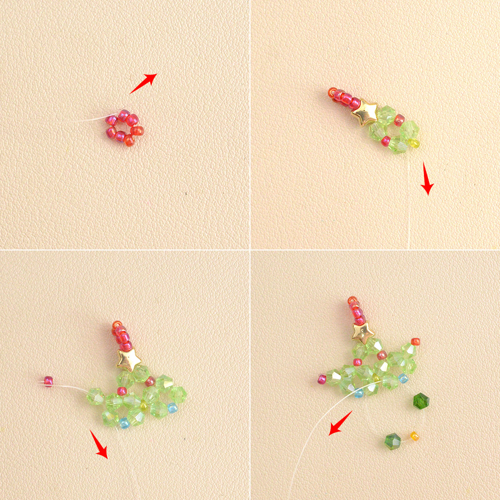 Подвеска из стеклянных бусин в виде рождественской елки-3