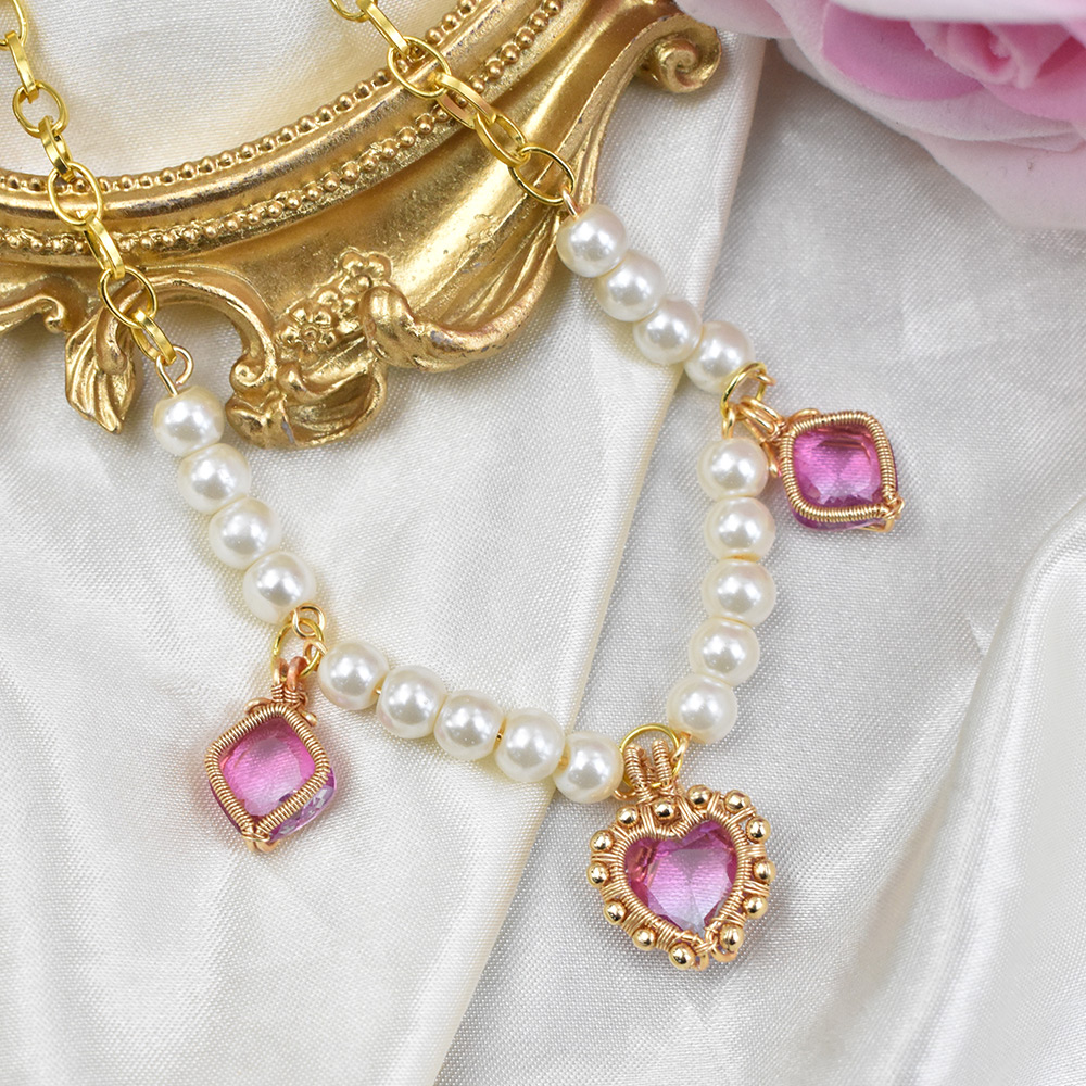 Весенние ожерелья из проволоки со стеклянными стразами-7