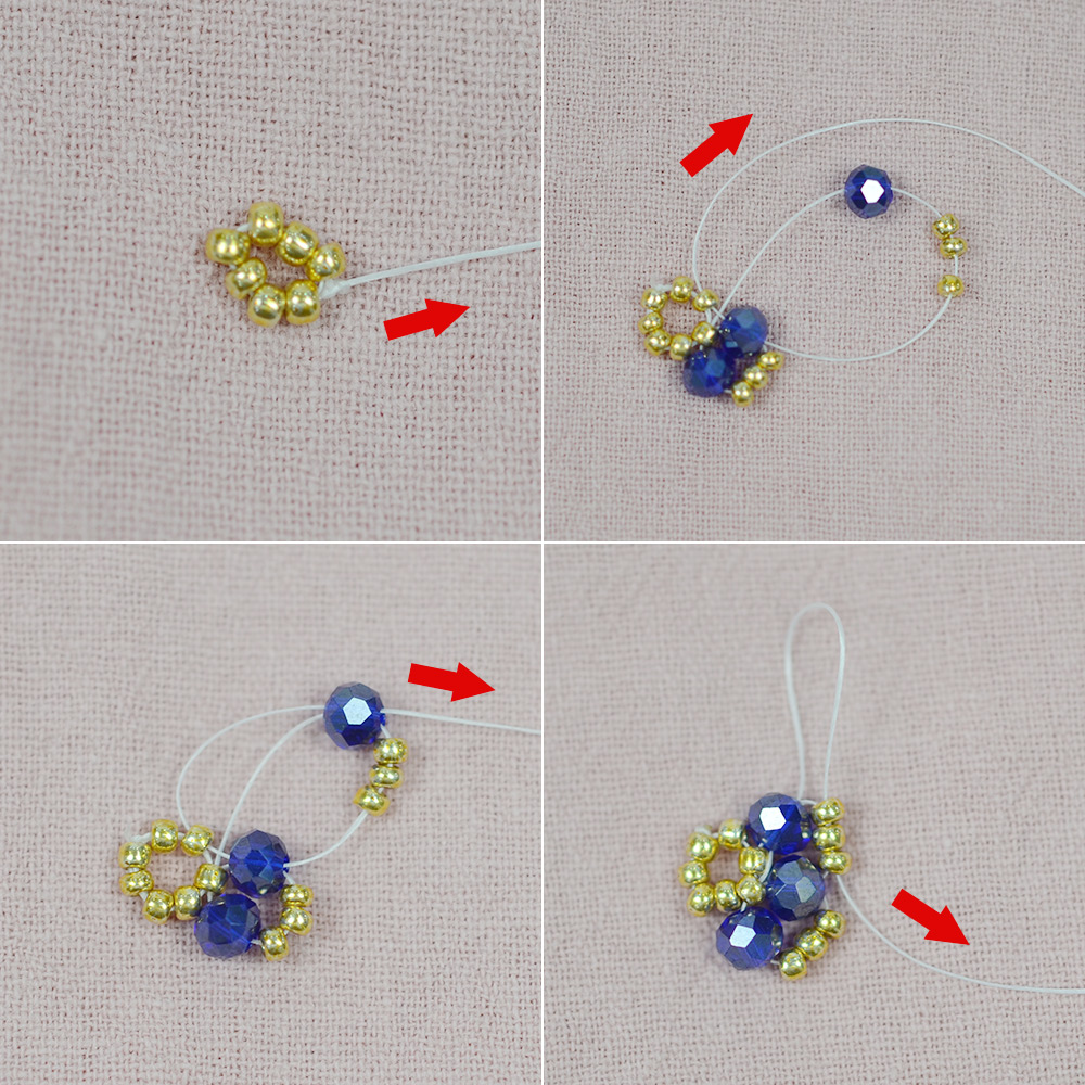 Браслет из синего сердца со стеклянными бусинами-3