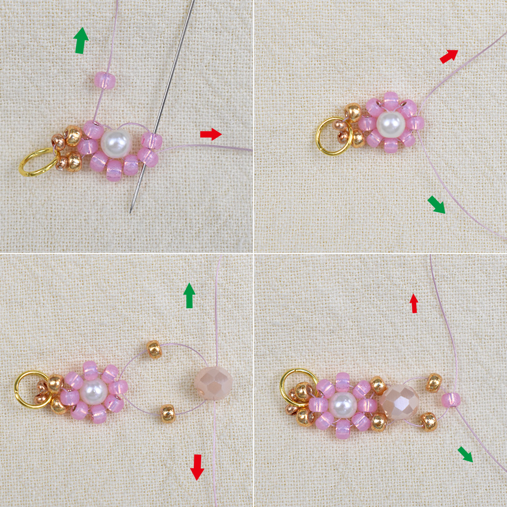 Armband mit rosa Blumenperlen
