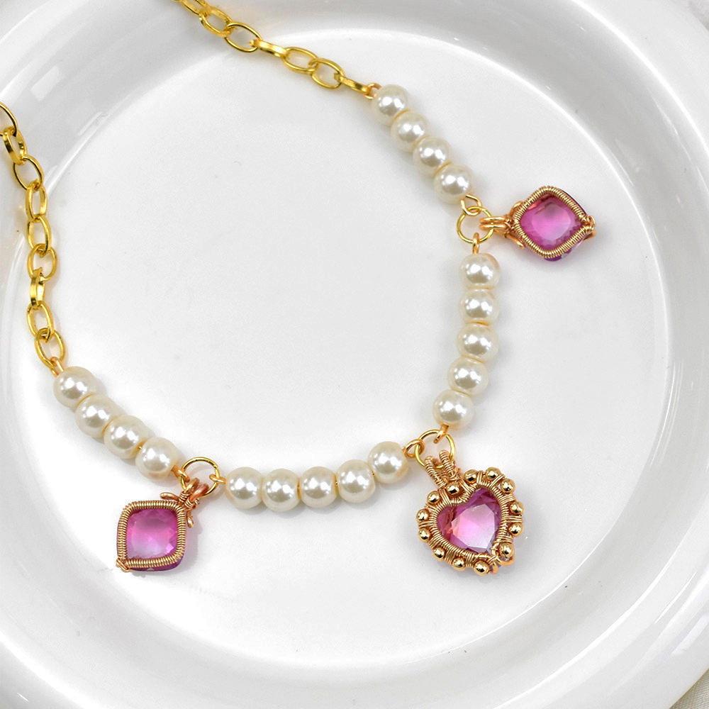 Весенние ожерелья из проволоки со стеклянными стразами-6