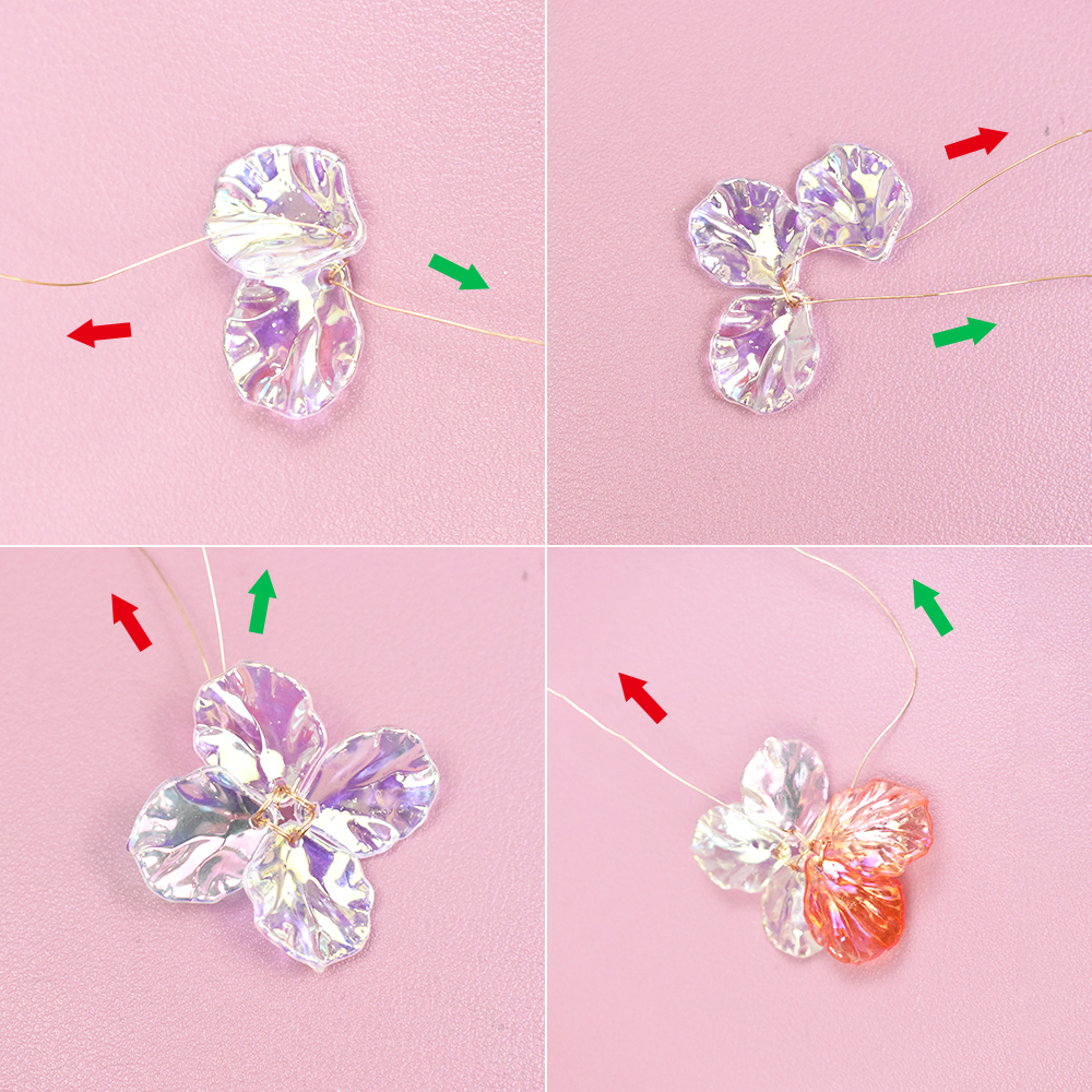 Red Petal Bead Brooch