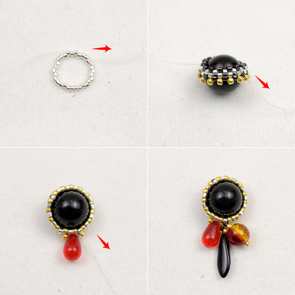 黒い宝石のぶら下がりピアス